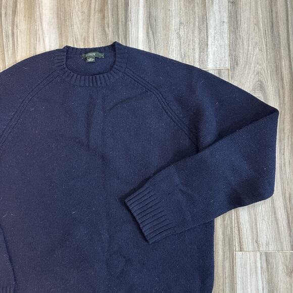 VTG J Crew Sweater Large Navy Blue 100% Lambs Wool Crewneck Mens Casual Regency - Picture 1 of 6